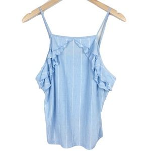 3/$24 ❤️ NWOT AE RUFFLE STRIPED LIGHT BLUE TANK